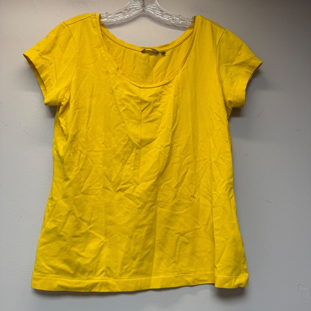 Sandwich T-Shirt Womens XL Yellow Excellent Scoop Neck Cotton Stretch 12889